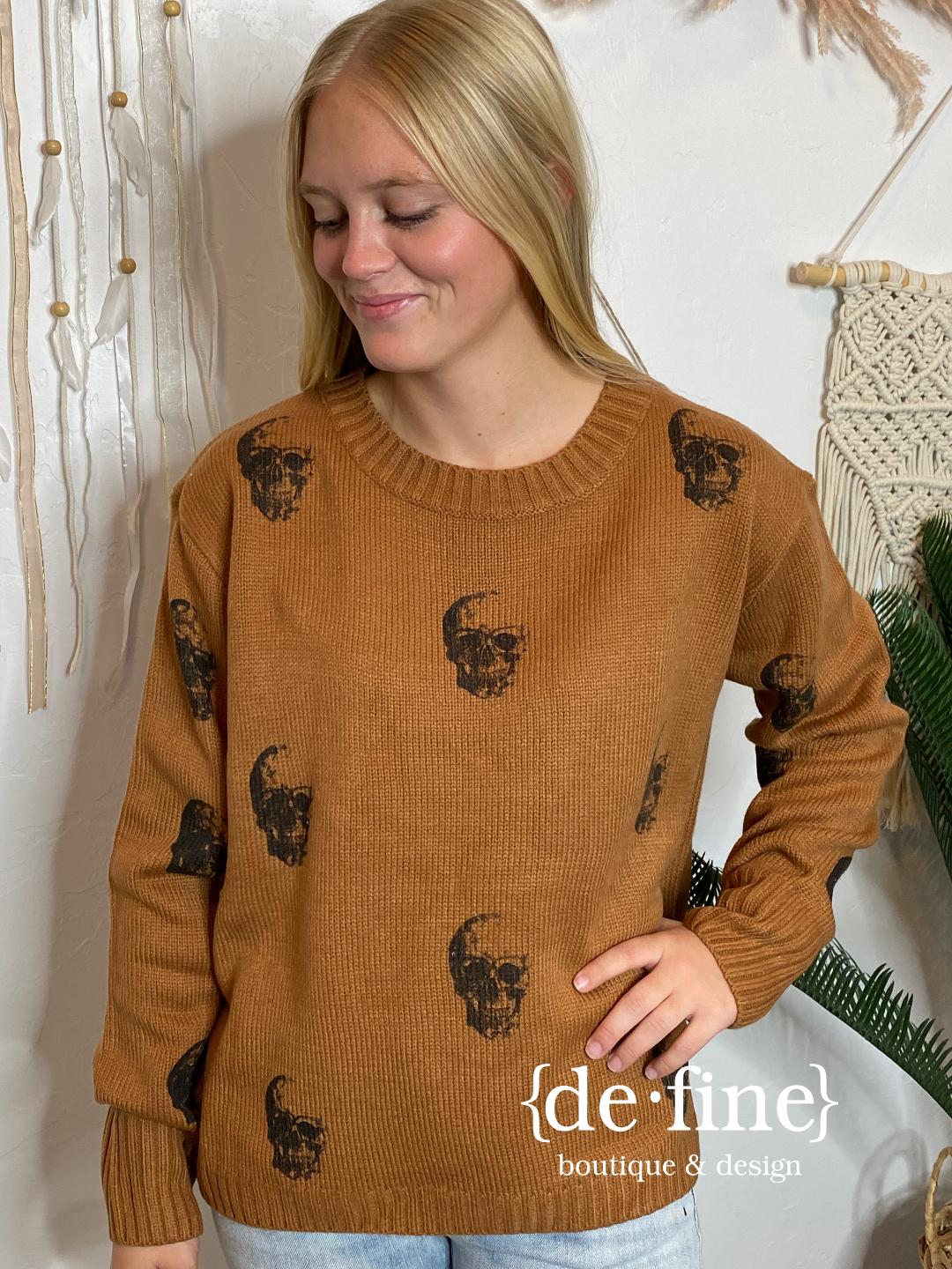 Camel Sweater with Skulls