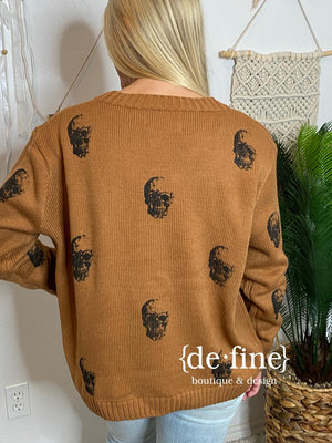 Camel Sweater with Skulls