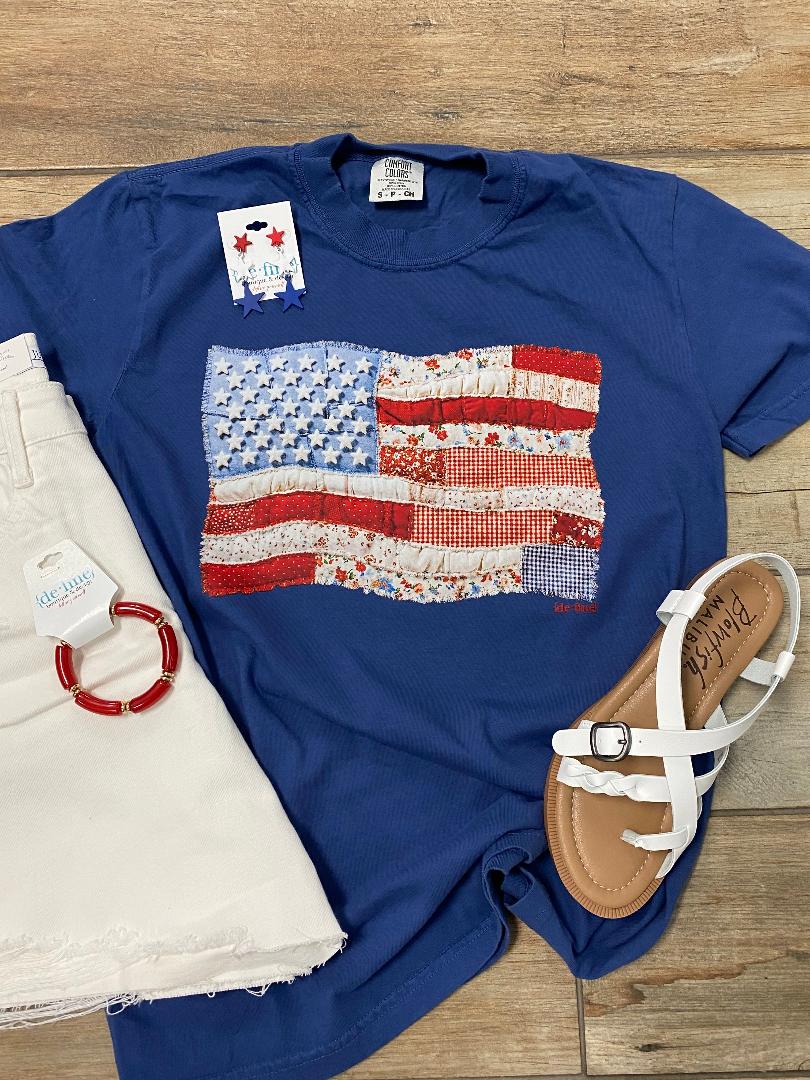 Patchwork Flag Patriotic Graphic Tee