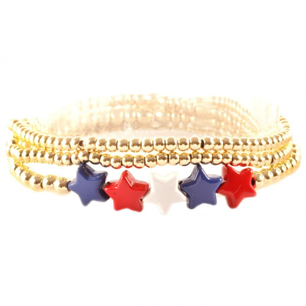 Gold or Silver Beaded Bracelets with 5 Stars