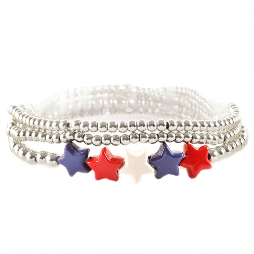 Gold or Silver Beaded Bracelets with 5 Stars