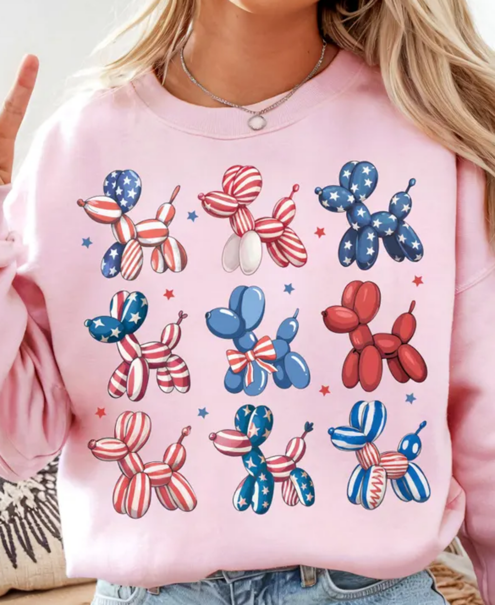Patriotic Balloon Dogs Graphic Tee in 4 Colors