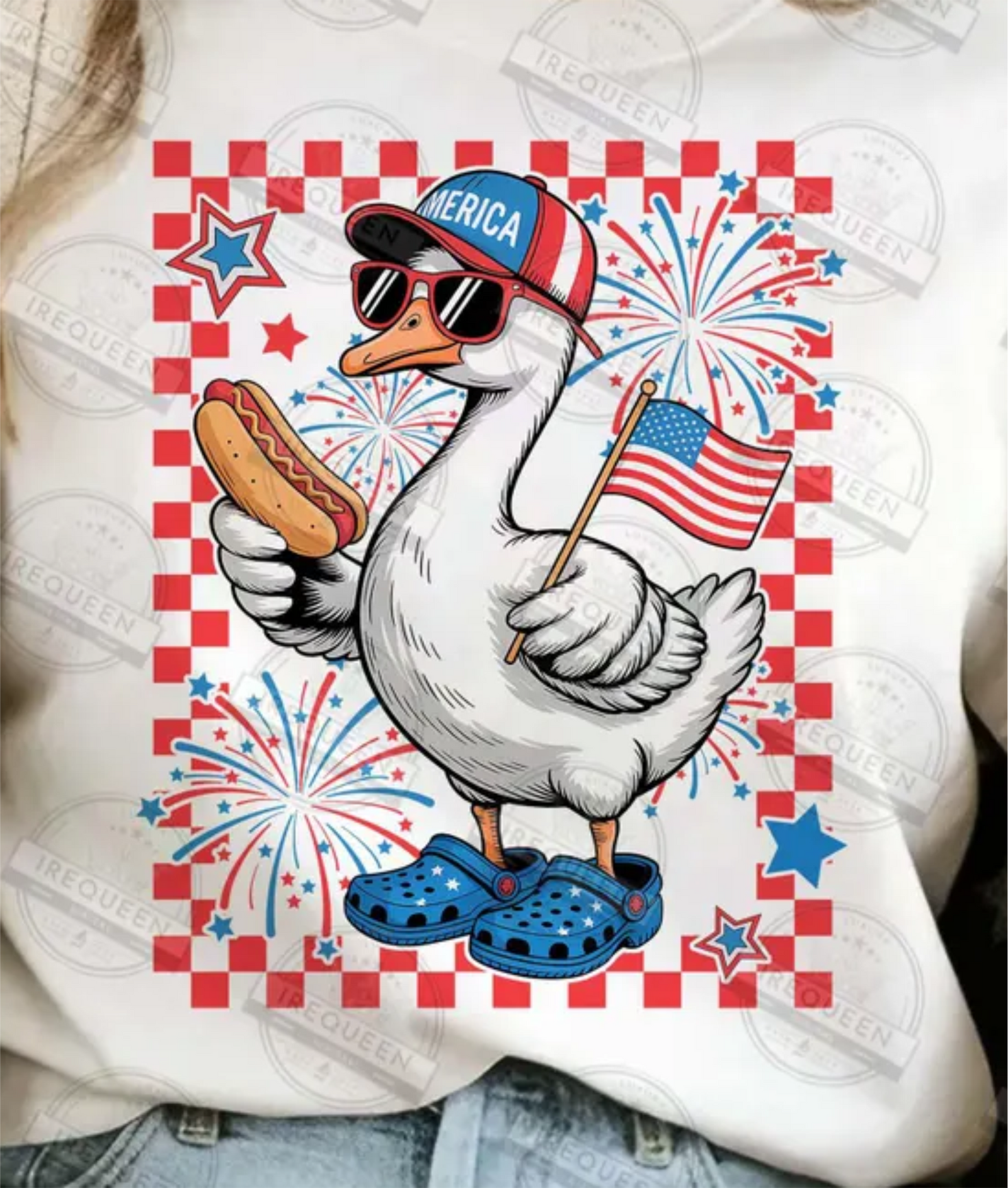 Patriotic Duck Checker Graphic Tee