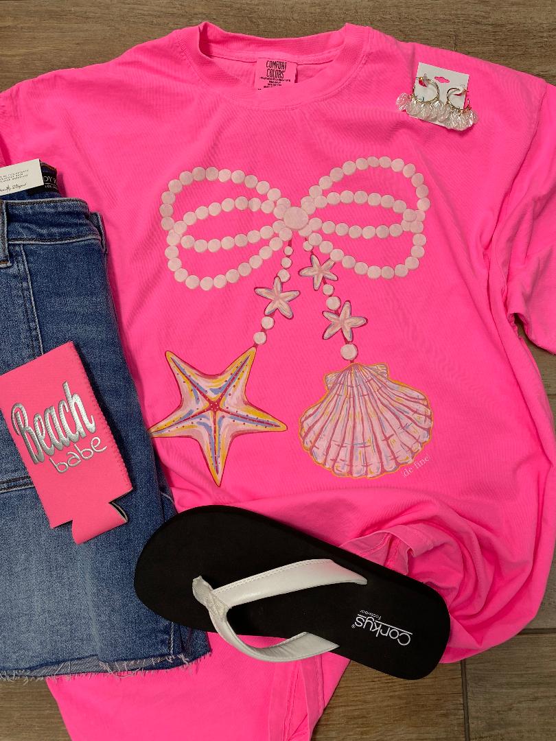 Pearl Bow with Seashells Graphic Tee or Tank