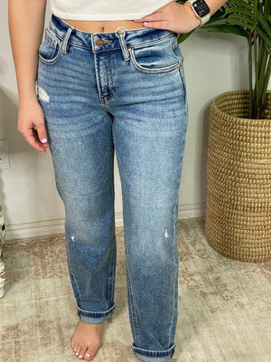 Risen HR Ankle Boyfriend Distressed Jeans