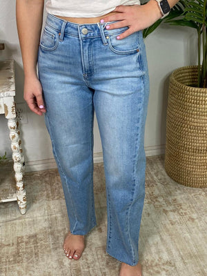 Risen Slouchy Cropped Barrel Jeans with Curved Side Seam Detail