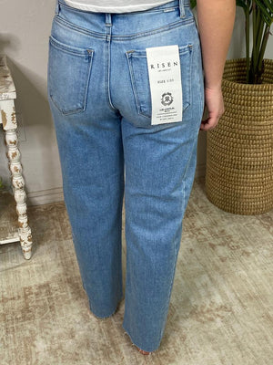 Risen Slouchy Cropped Barrel Jeans with Curved Side Seam Detail