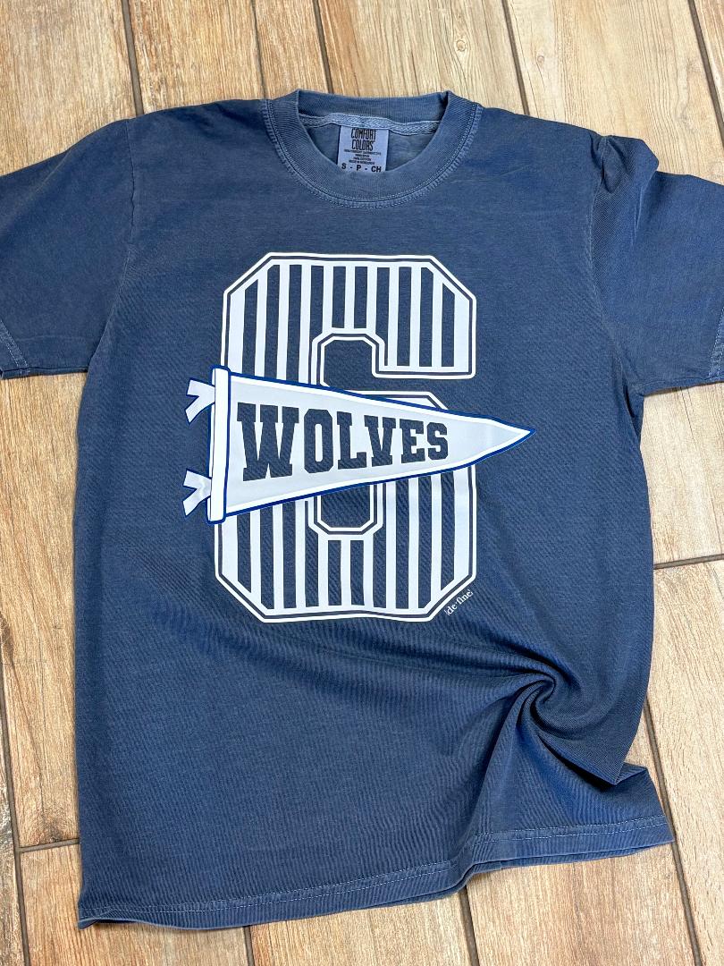 Shawnee Wolves Pinstripe Pennant Graphic Tee