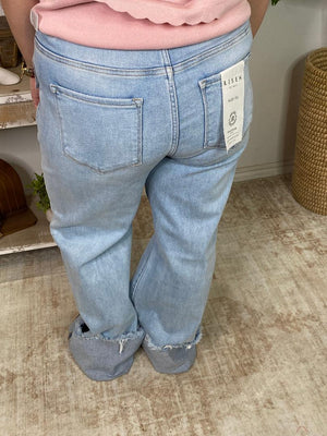 Risen Tummy Control HR Long Straight Jeans in Curvy