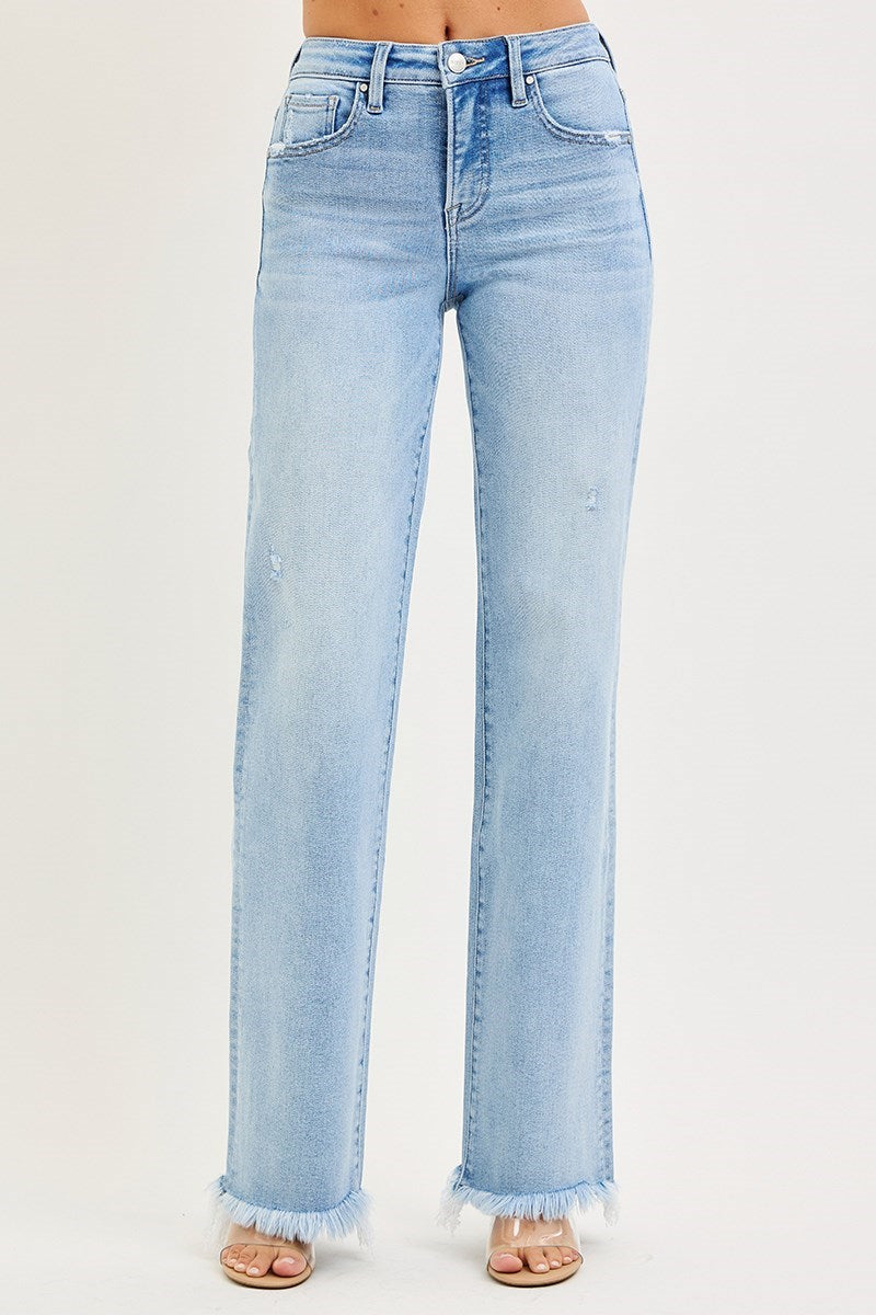 Risen Tummy Control HR Long Straight Jeans in Curvy
