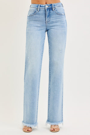 Risen Tummy Control HR Long Straight Jeans in Curvy