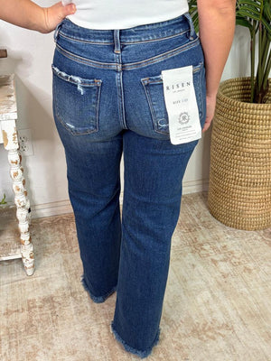 Risen Tummy Control Mid Rise Dark Straight Jeans