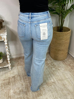Risen Tummy Control Mid Rise Ankle Straight w/ Fray Hem Jeans