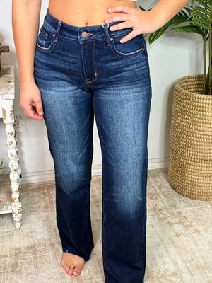 Risen MR Crop Straight Clean Cut Hem Stretchy Jeans - Regular & Curvy