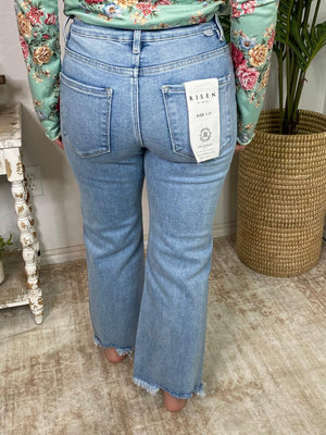 Risen Mid Rise Crop Straight Jeans