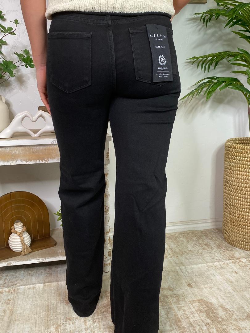 Risen High Rise Wide Leg Black Jeans