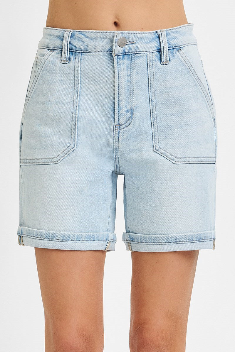 Risen Light Curvy HR Patch Pocket Cuffed Relaxed Shorts