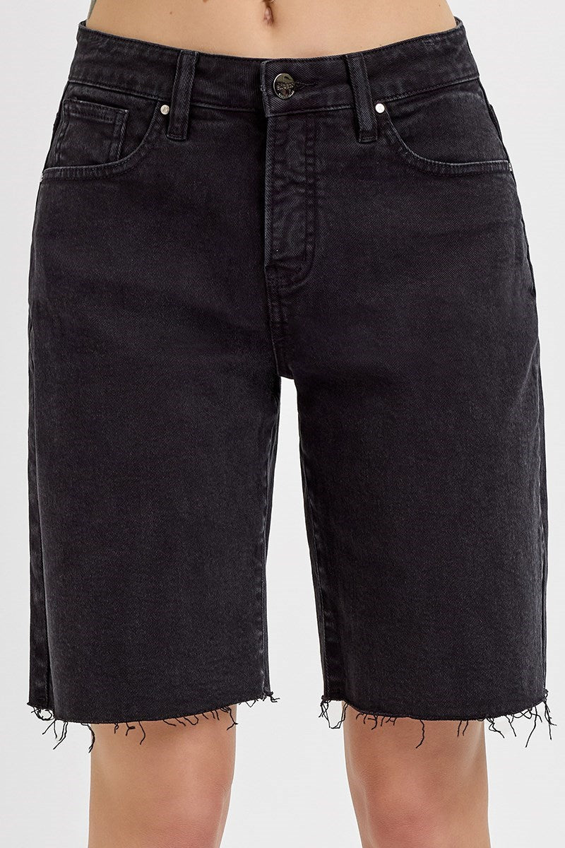 Risen Black Curvy MR Relaxed Fit Bermuda Shorts