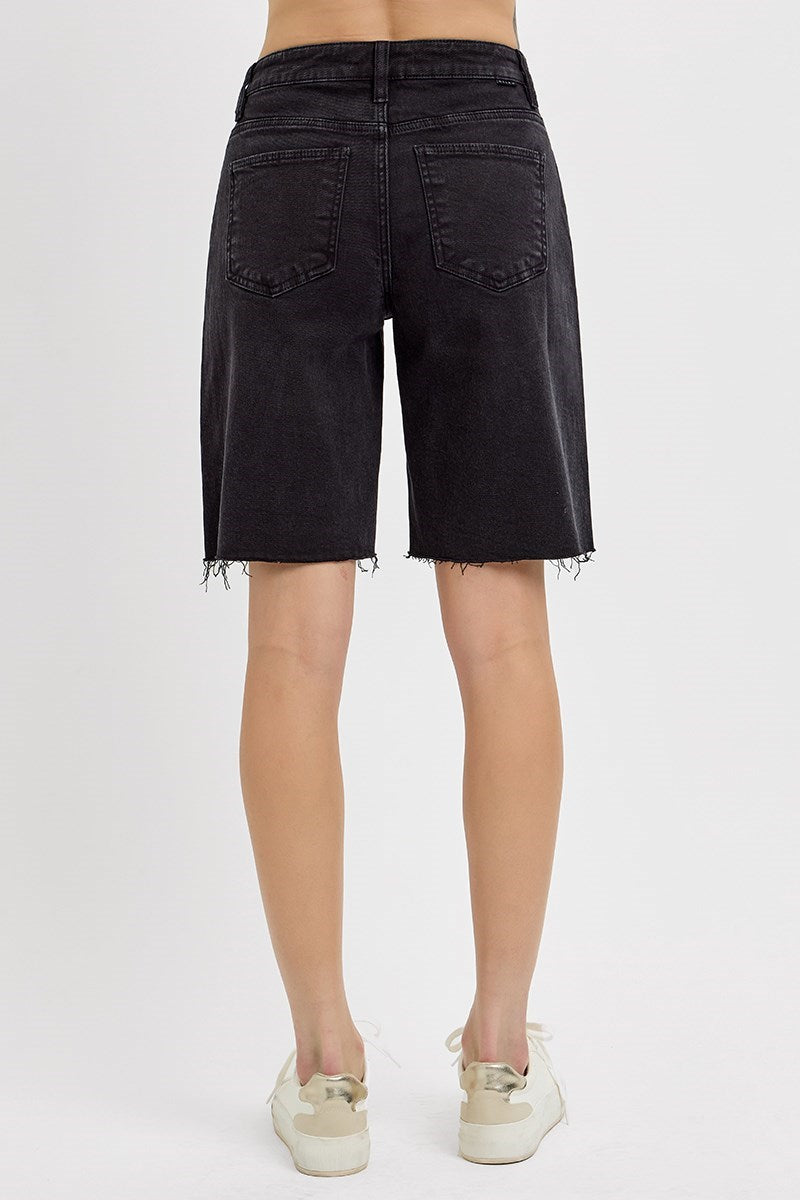 Risen Black Curvy MR Relaxed Fit Bermuda Shorts