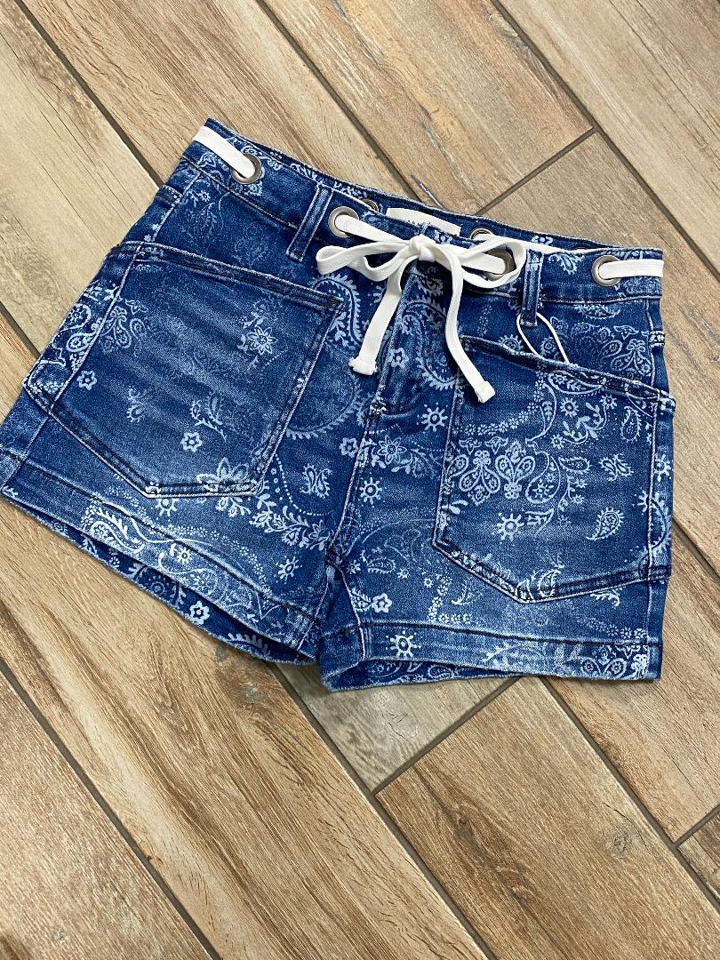Risen Slouchy Paisley Print Patch Pocket Shorts