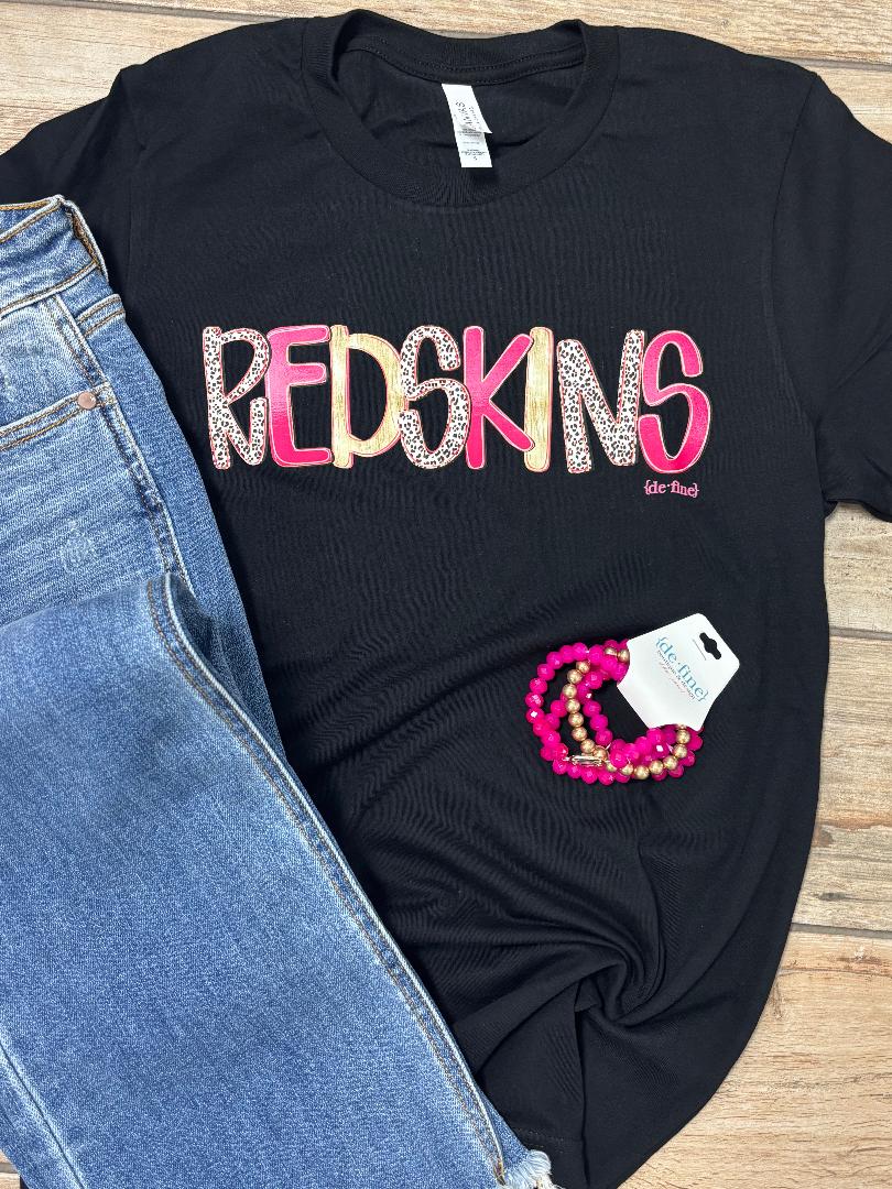 Pink and Gold with Leopard Redskins Graphic Tee