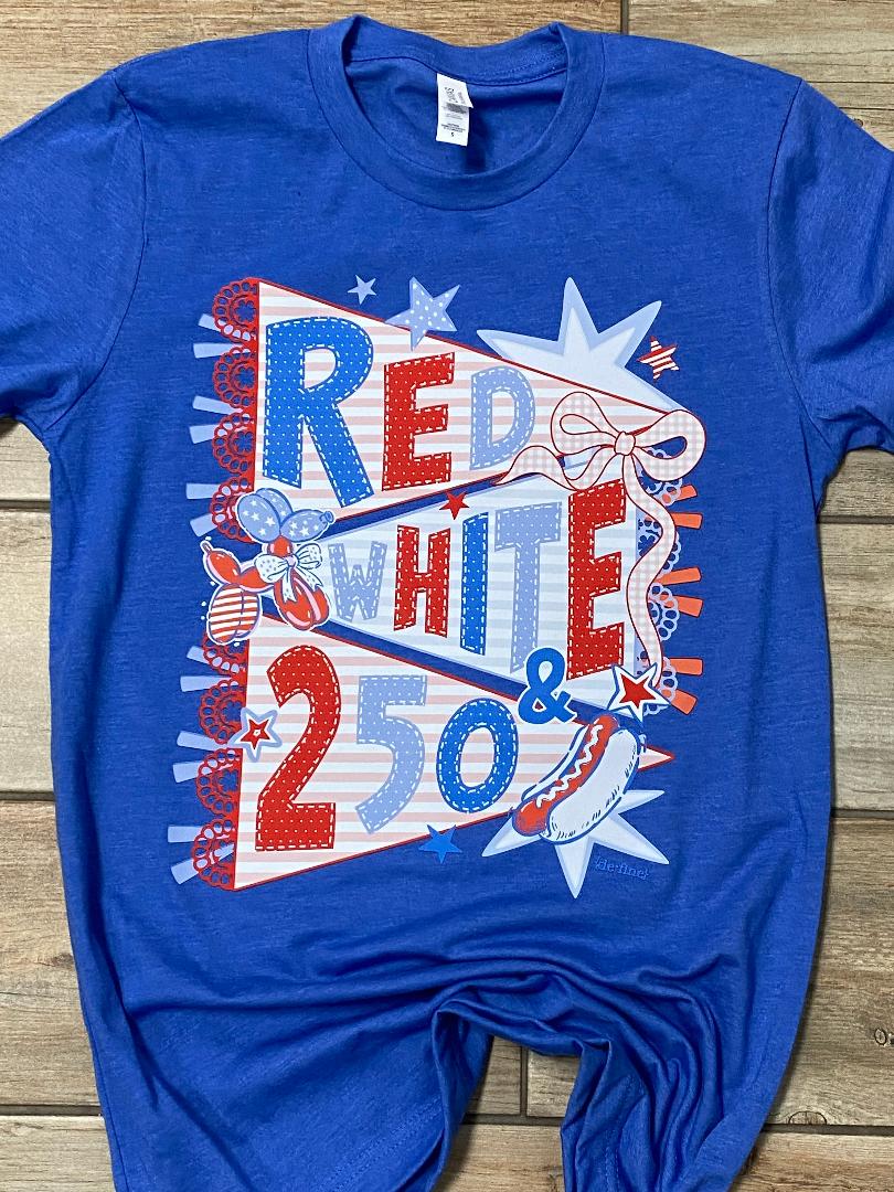 Red, White, 250 Pennants Patriotic Graphic Tee