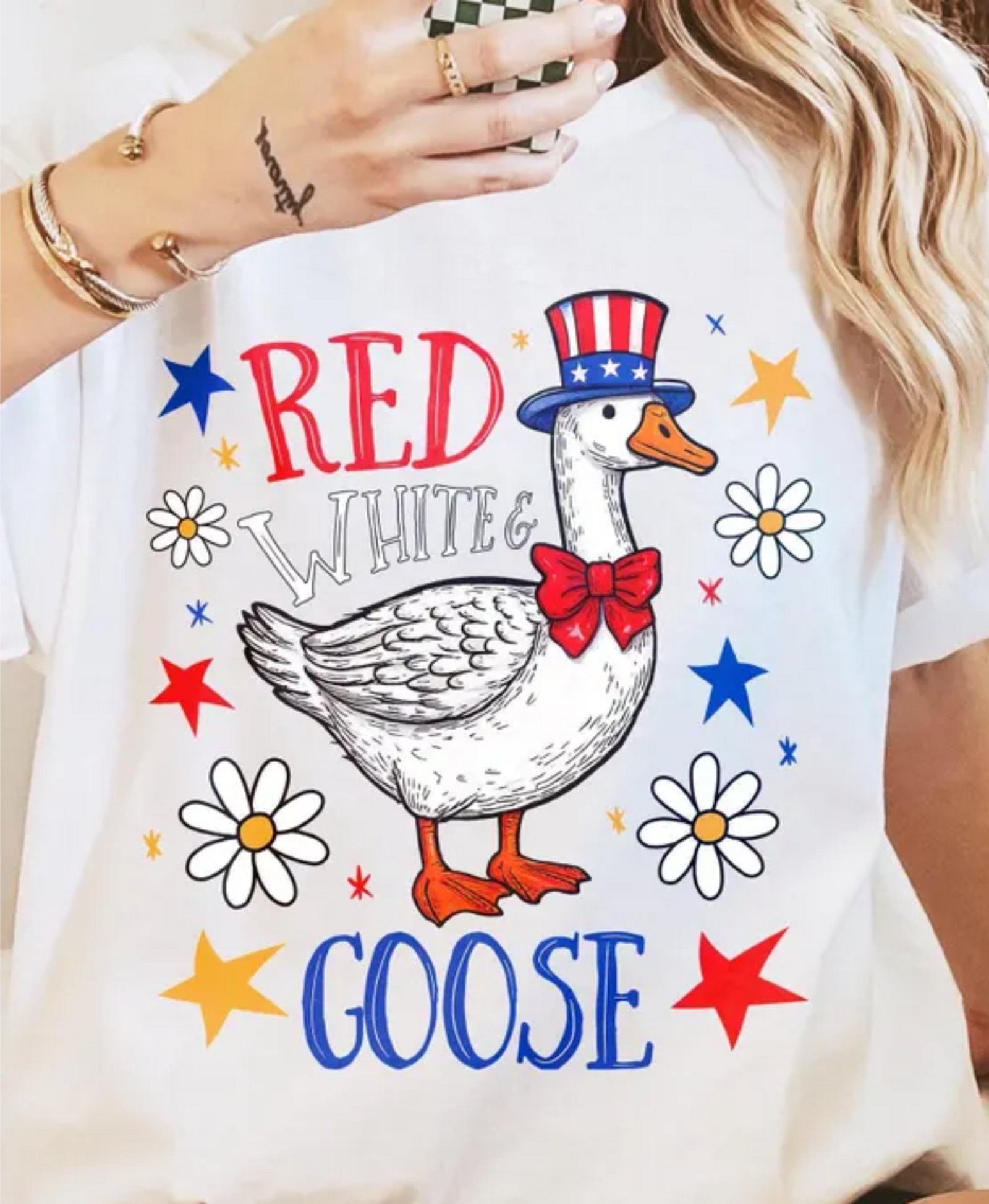 Red, White & Goose Graphic Tee Blue or White