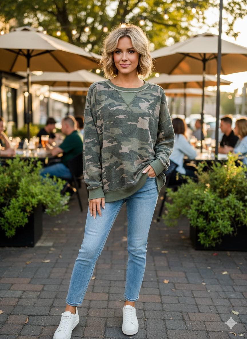 Camo Long Sleeve Top