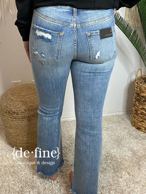 Risen Mid Rise Distressed Ankle Jeans in Regular & Curvy