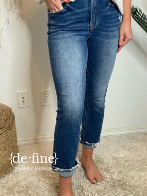 Risen Mid Rise Straight Jeans - Cuffed or Uncuffed - Regular and Curvy