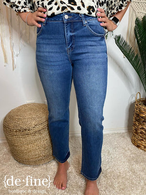 Risen Mid Rise Relaxed Fit Straight Leg Jeans