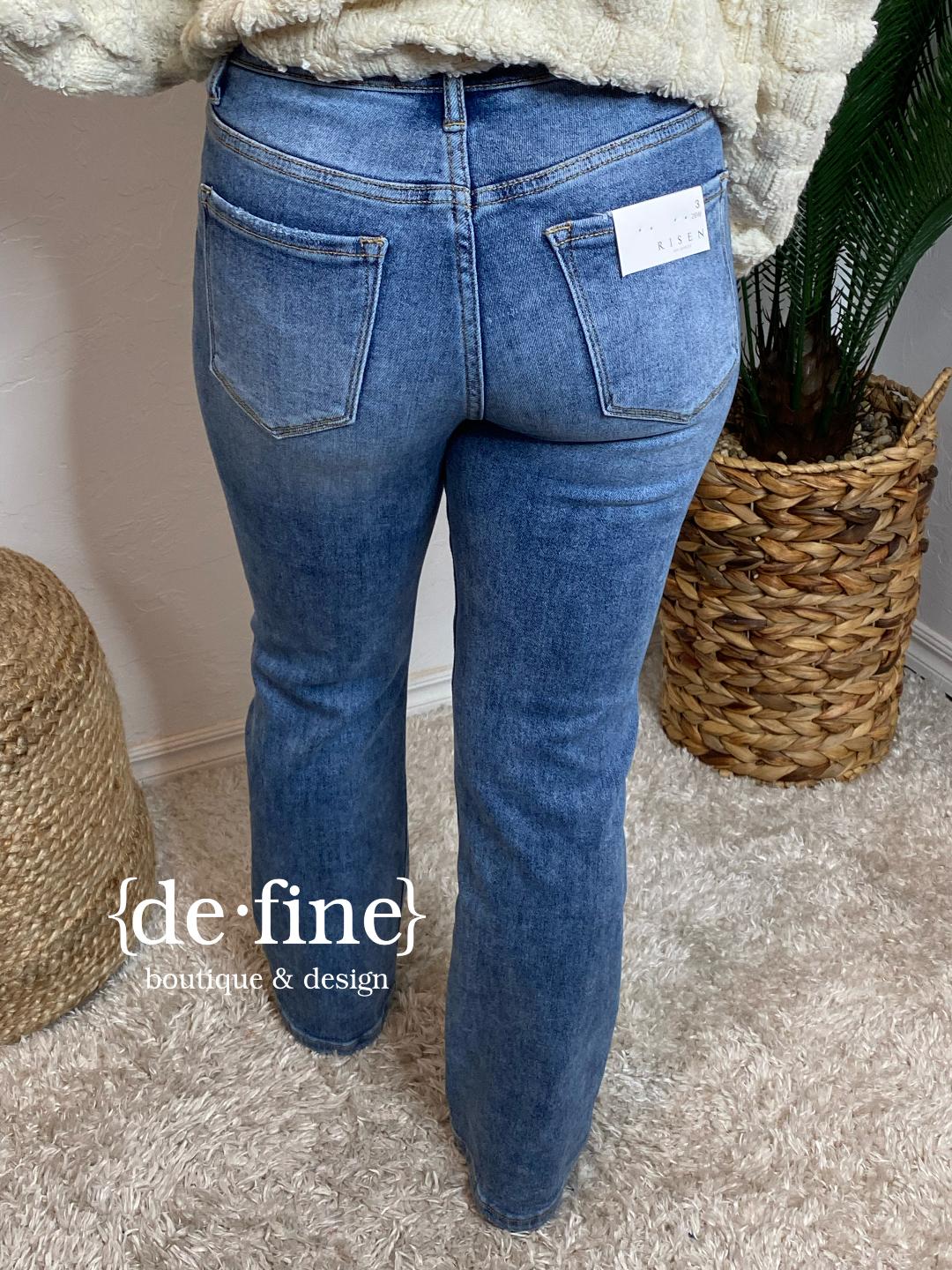 Risen High Rise Crossover Straight Jeans in Regular & Curvy