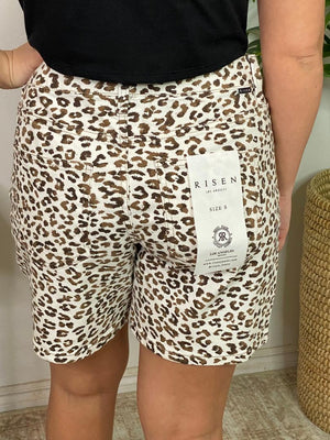 Risen White Leopard Shorts