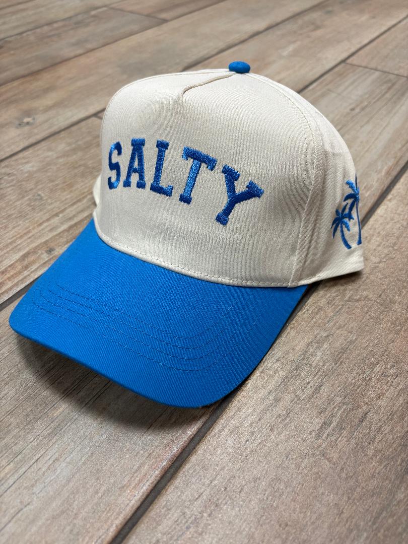 SALTY Embroidered Cap with Palm Tree in Blue