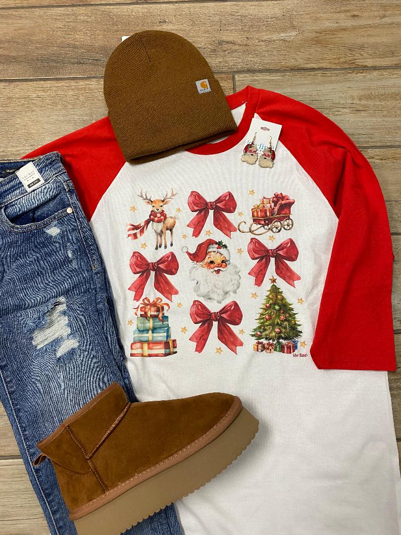 Santa Coquette Raglan or Tee - Adult or Youth Sizes