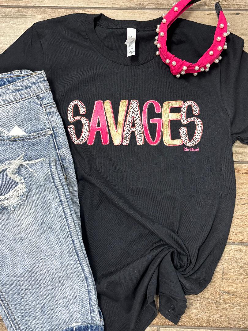 Pink and Gold with Leopard Savages Graphic Tee