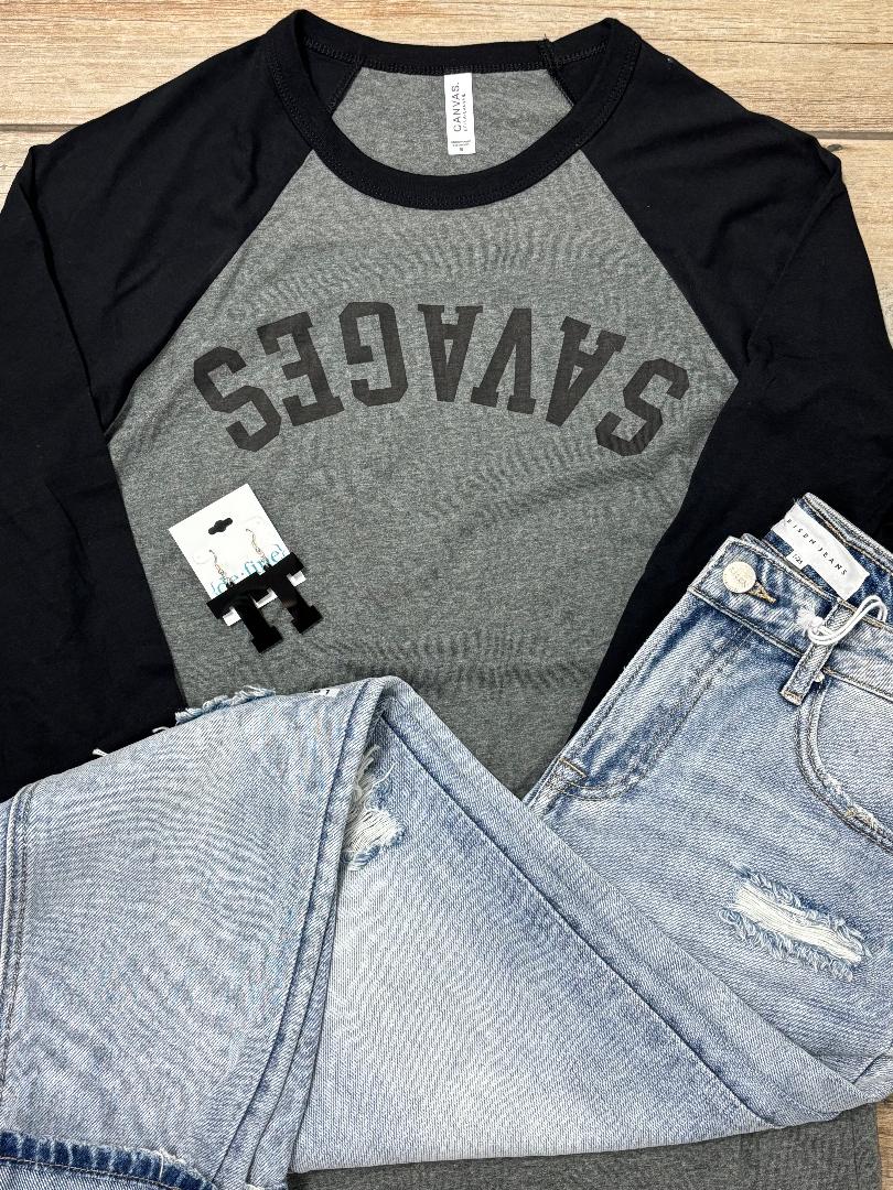 Savages Upside Down Raglan Tee in 2 Colors