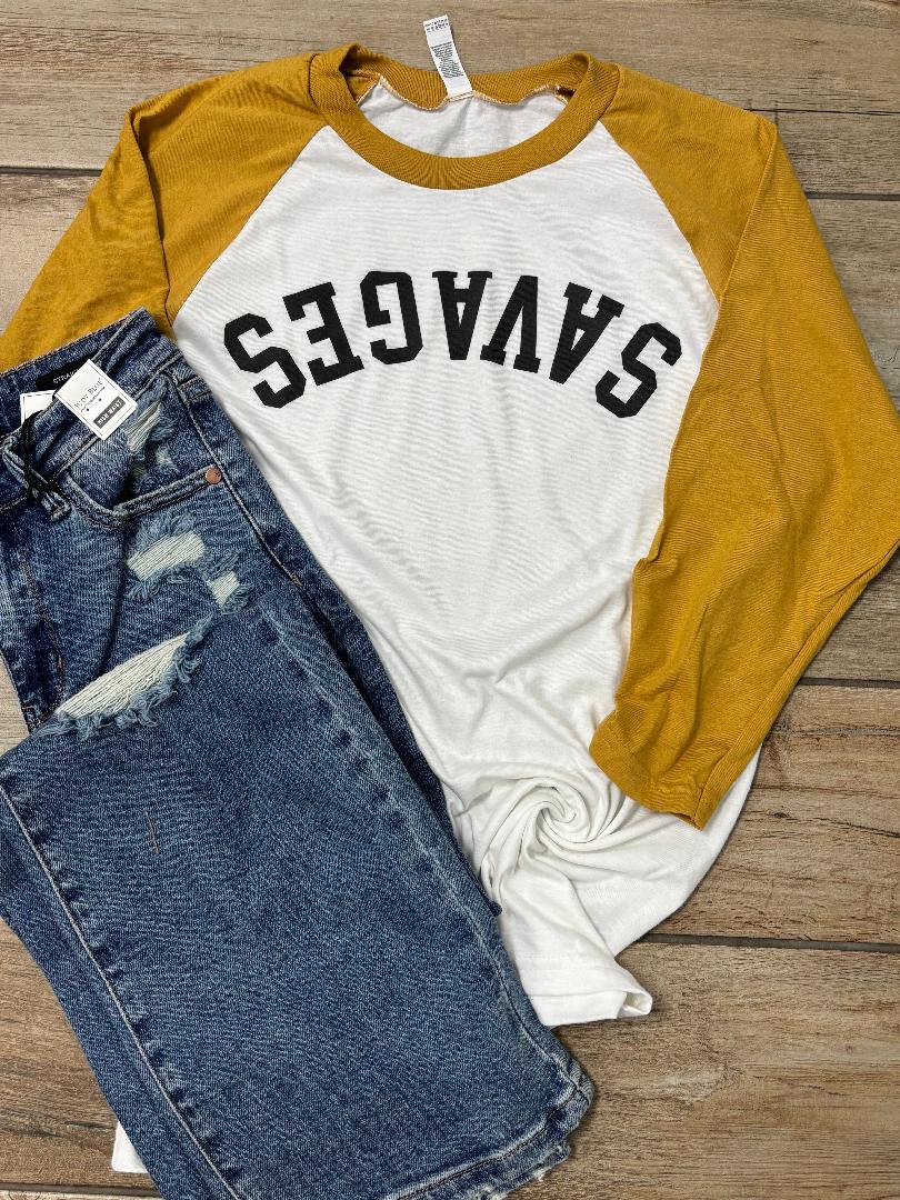 Savages Upside Down Raglan Tee in 2 Colors