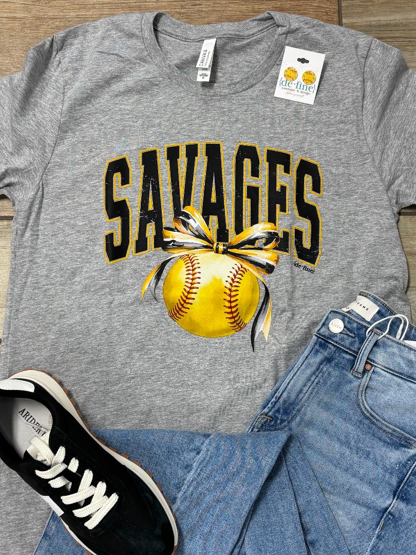 Savage Softball with Bow Graphic Tee or Sweatshirt