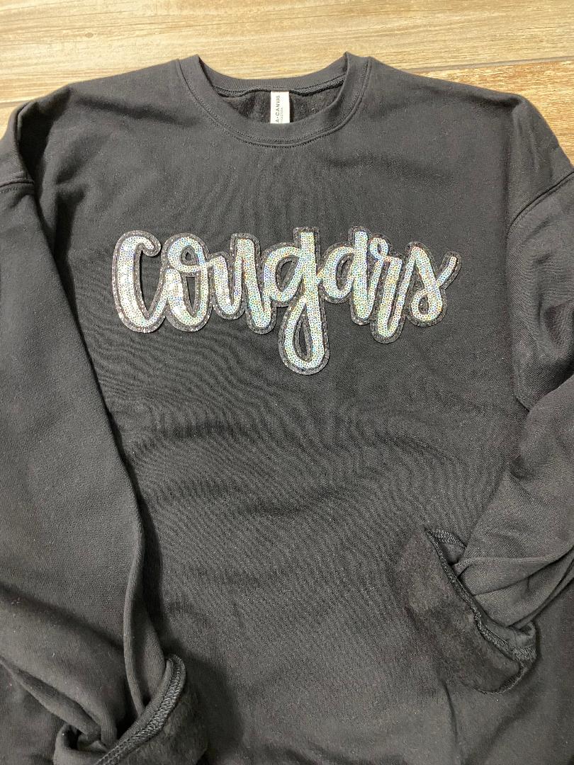 Cougars Sequin Chenille Patch Sweatshirt