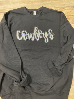 Cowboys Sequin Chenille Patch Sweatshirt