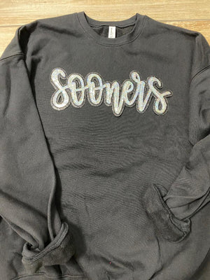 Sooners Sequin Chenille Patch Sweatshirt