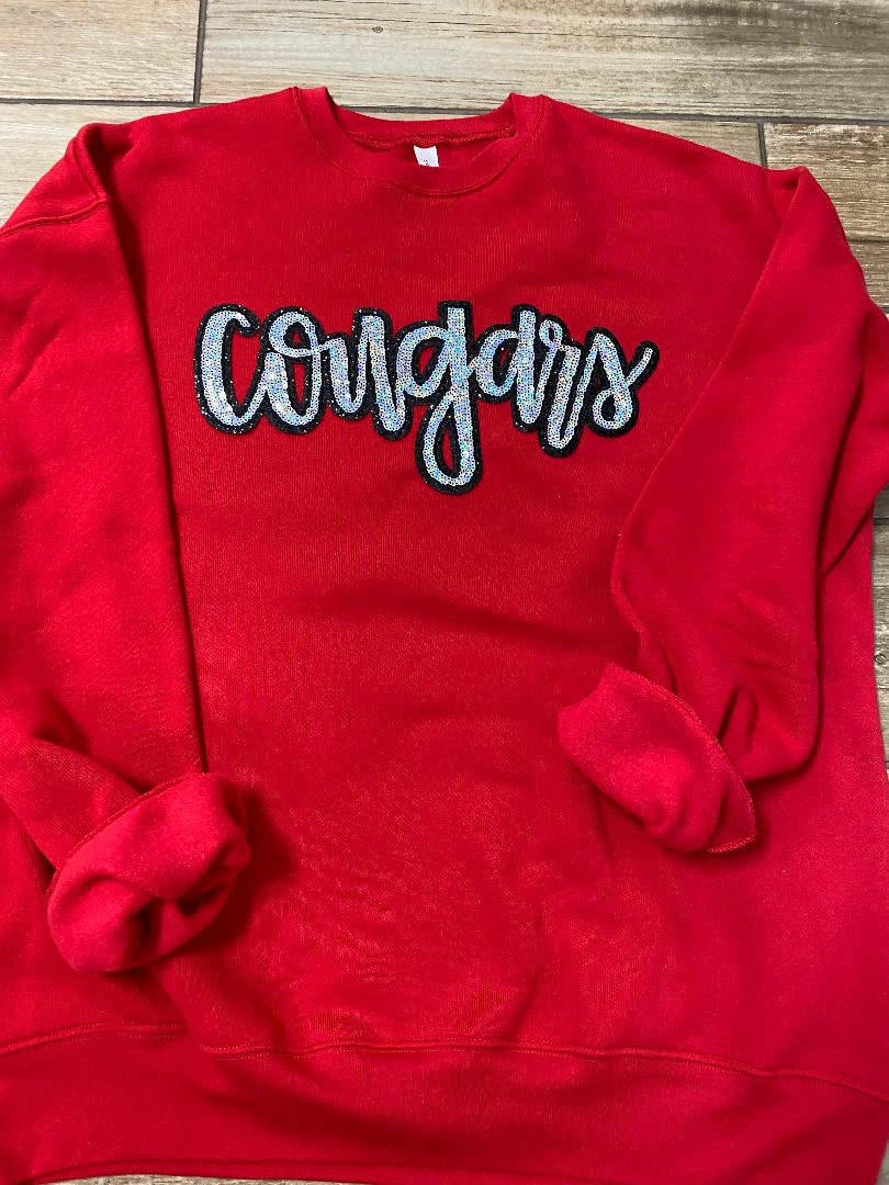 Cougars Sequin Chenille Patch Sweatshirt