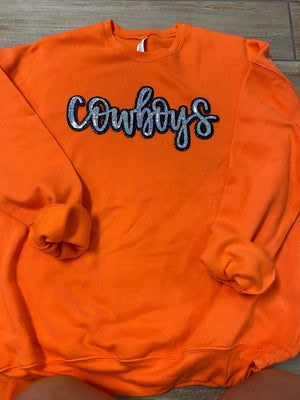 Cowboys Sequin Chenille Patch Sweatshirt