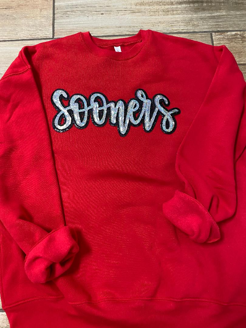 Sooners Sequin Chenille Patch Sweatshirt