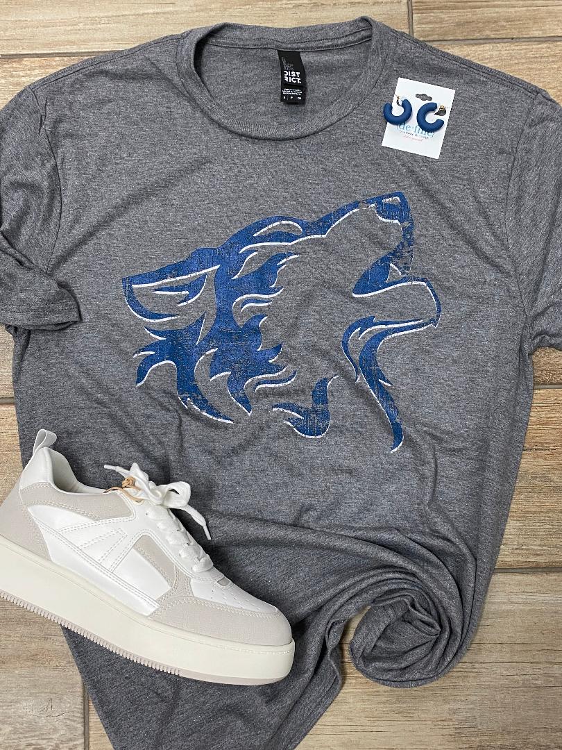 Shawnee Wolves Distressed Mascot Graphic Tee or Sweatshirt