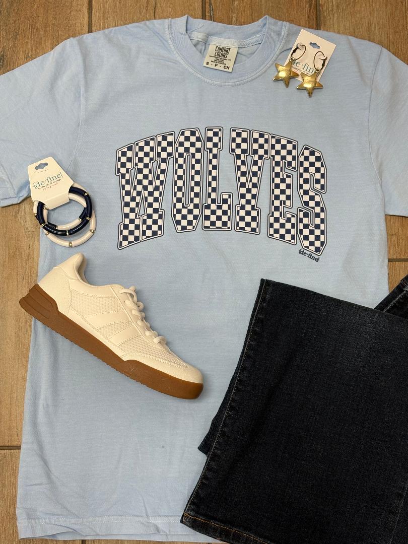 Shawnee Wolves Mascot Checkered Graphic Tee
