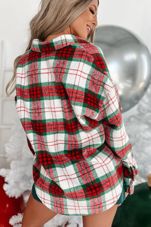 Green and Red Plaid Christmas Shacket in Regular & Curvy