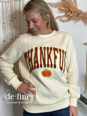 Simply Southern Braid Crewneck Thankful