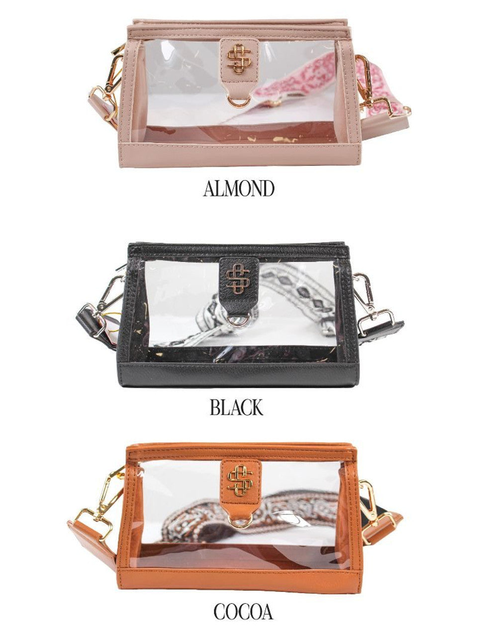 Clear and Leather Crossbody Square Purses by Simply Southern